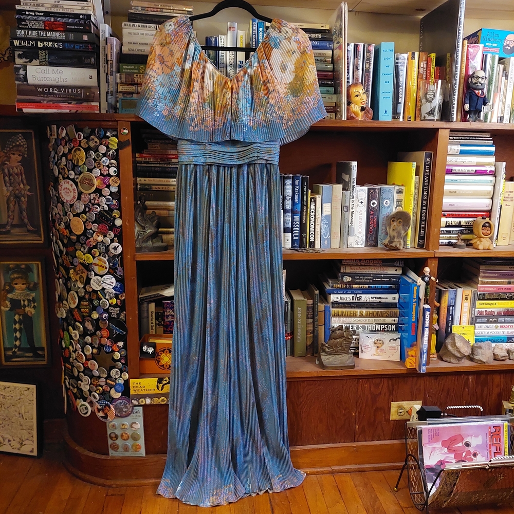 Miss Elliette Blue and Orange Floral Maxi Dress